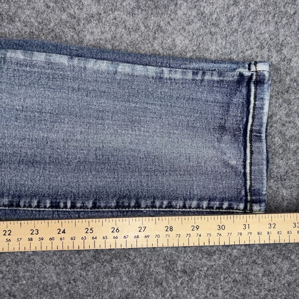 Modern Culture Moto Biker Jeans Mens 34x32 (Fits 32x32) Slim Tapered Ribbed Blue